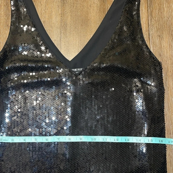 SOPHIE RUE Full Sequence Midi Dress Women’s XS Black V Neck Evening Gown - Picture 6 of 10